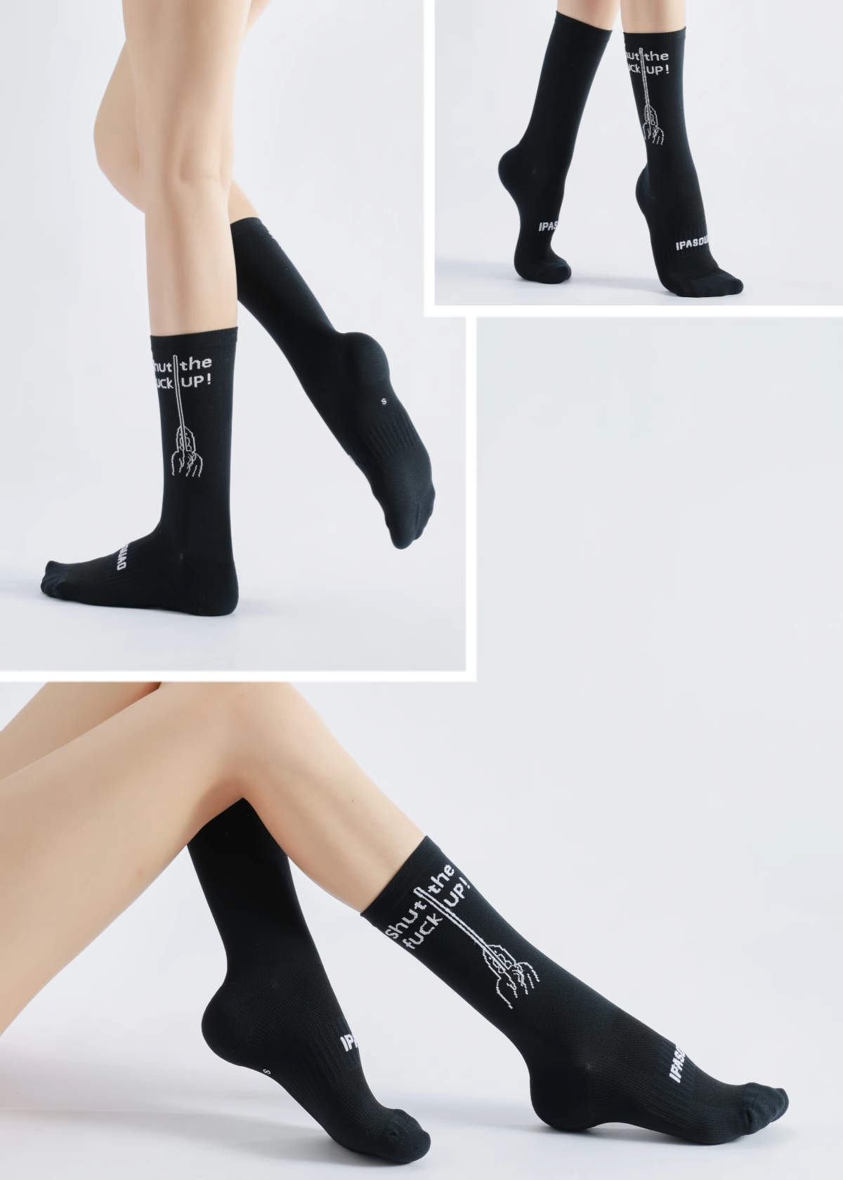 IPASOUAO专业骑行袜 - 经典黑色系列